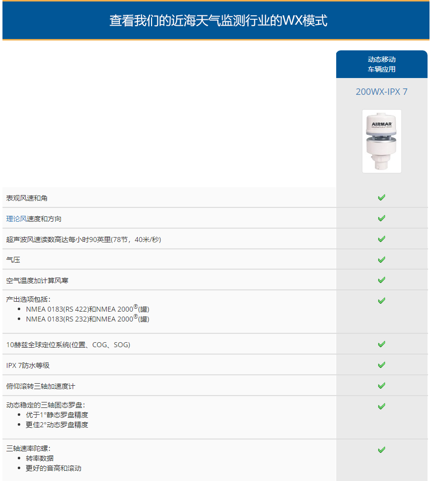 200WX-IPX7 44-849-1-01 AIRMAR離岸天氣監(jiān)測(cè)超聲波氣象站